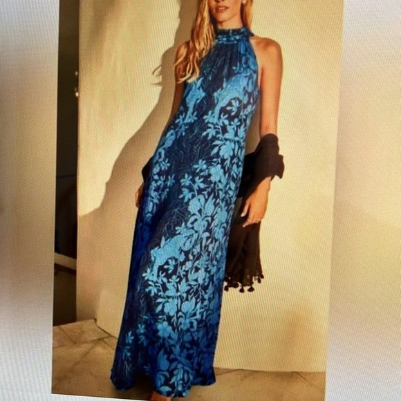 Vibrant Blue Floral Halter Dress by Lilly Pulitzer NWT size 10 - Picture 4 of 4